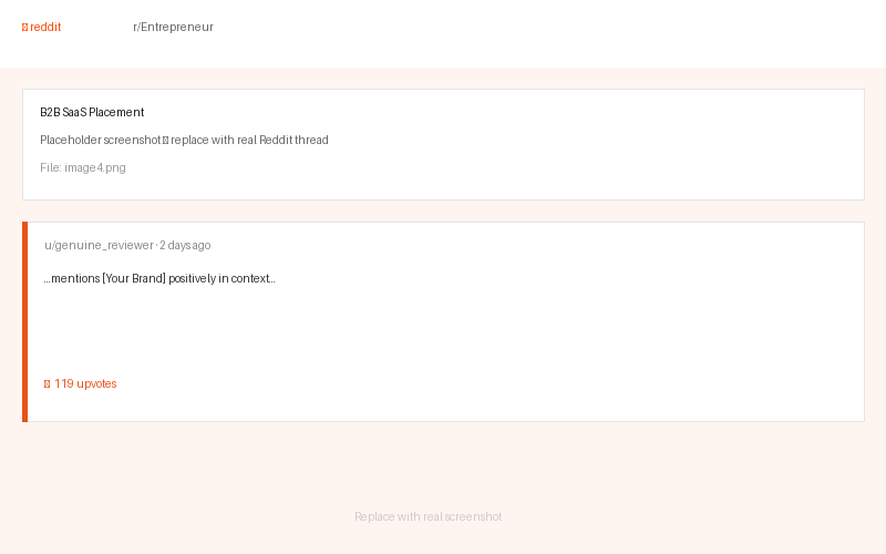 Reddit brand mention in r/Entrepreneur — B2B SaaS SEO tool campaign